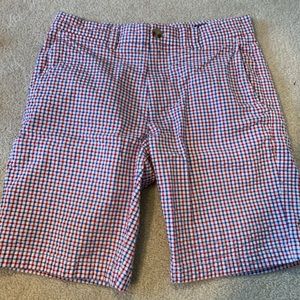 Vineyard Vines red and blue checkered shorts